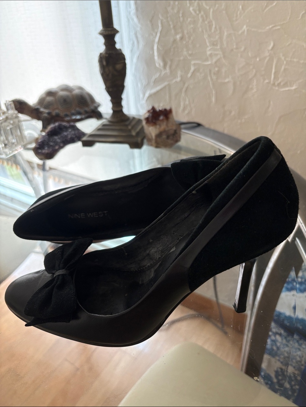 Nine West Black Bow Pointed-Toe Heels